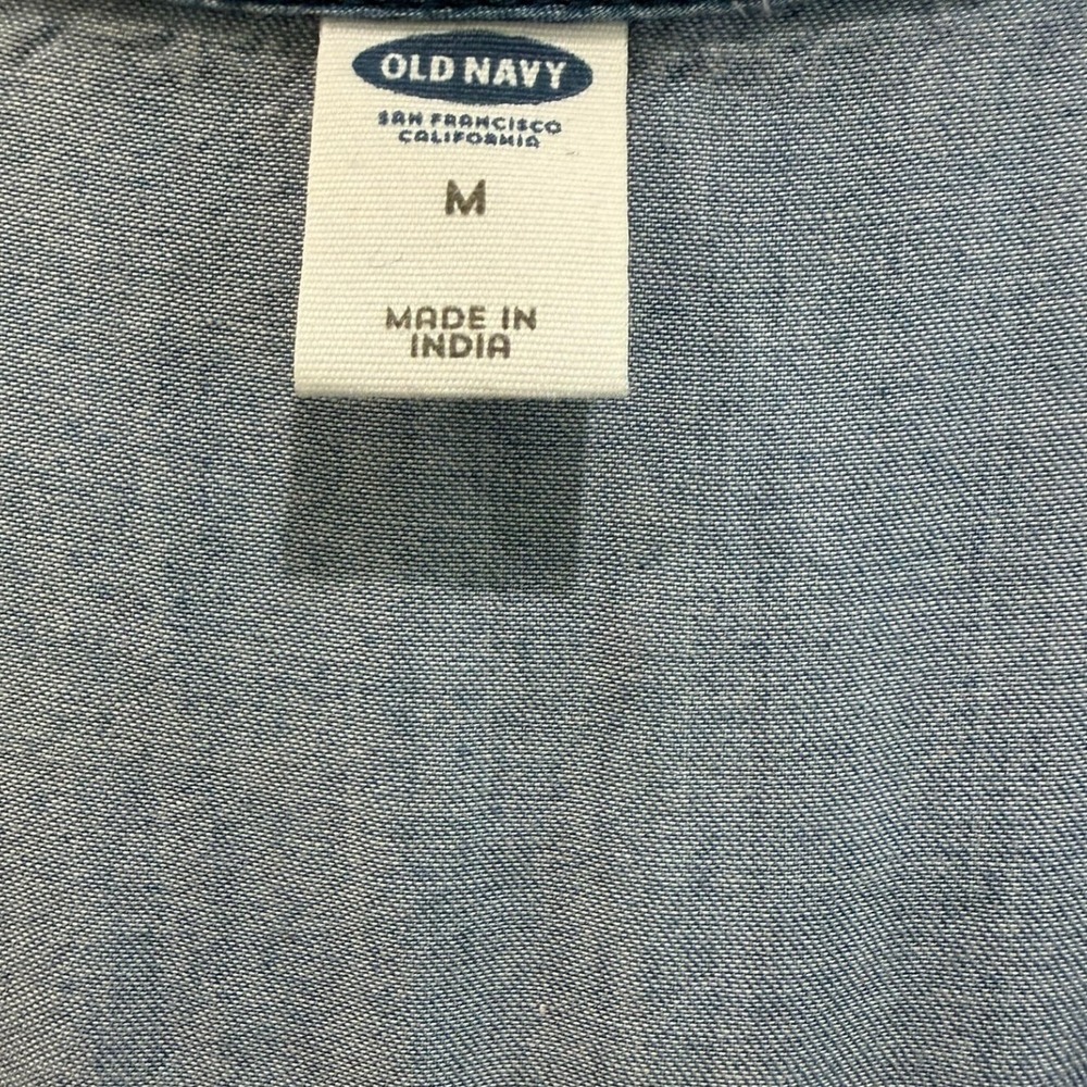 Old Navy Womens Blue Chambray Embroidered Boho Shift Dress Lyocell Medium New - Picture 5 of 7
